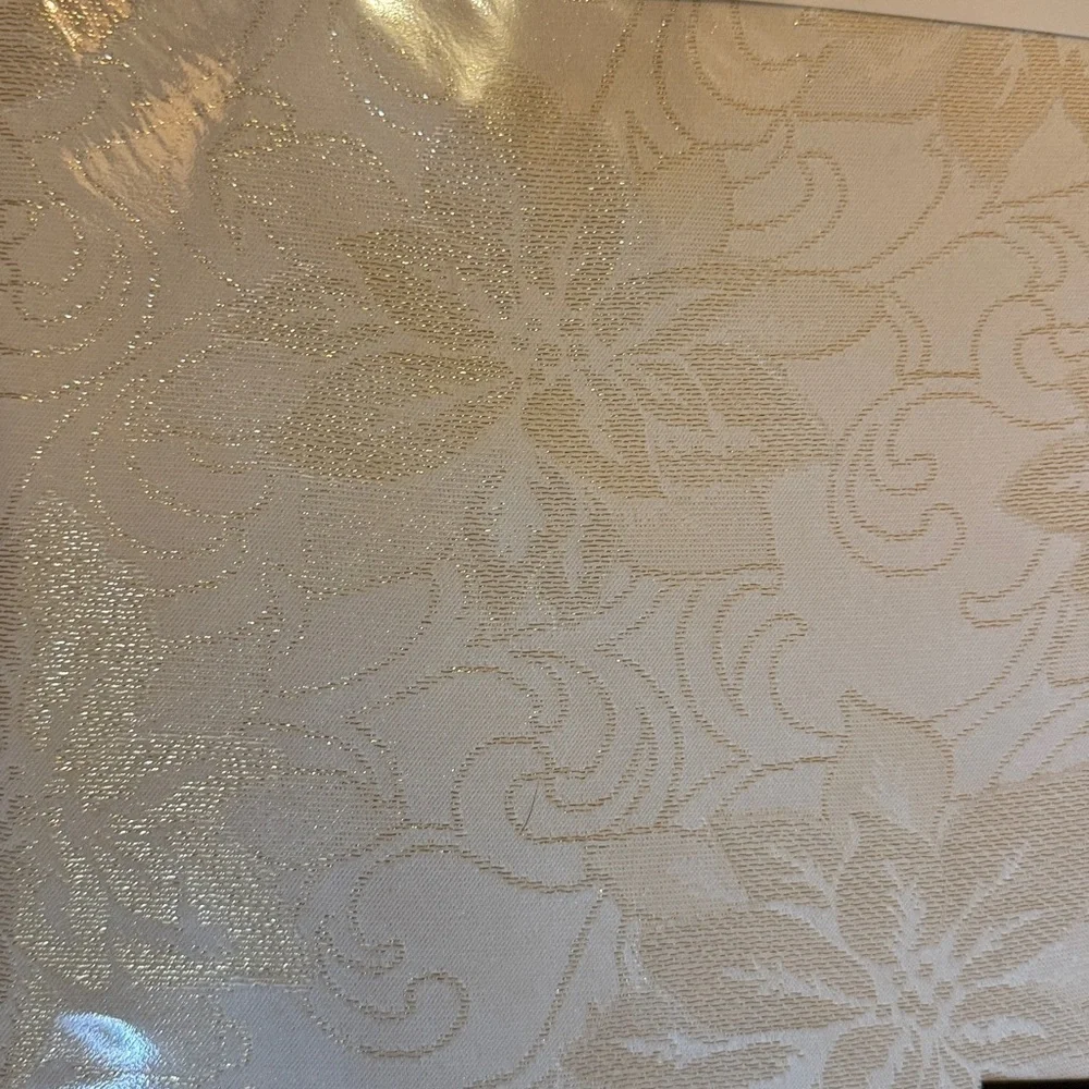 Living Quarters Metallic Poinsettia Tablecloth 60” x 120” Oblong Holiday Decor